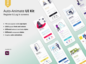 Auto Animate Register & Login UI Kit For Adobe XD