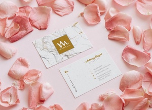 Pink Rose Petal Business Card Mockup<