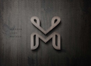 Wooden 3D Logo Mockup<