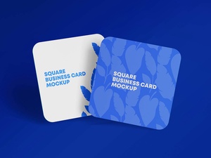 Rounded Corners Square Business Card Mockup Set