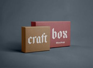 Craft Paper Square & Rectangle Box Packaging Mockup Set