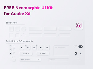 Neomorphic UI Kit For Adobe Xd