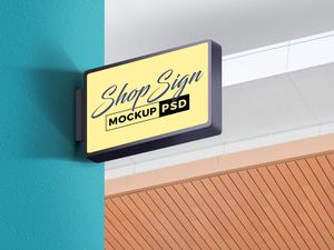Store Wall Mounted Signage Mockup