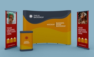 Exhibition Trade Show Standing Banner, Booth & Backdrop Mockup