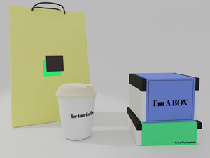 Bag, Box & Cup Mockup