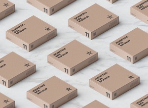 Kraft Packaging Box Grid Mockup