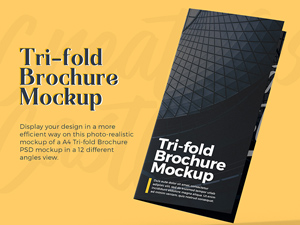 A4 Tri-fold Brochure PSD Mockup