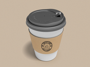 Coffee Cup Mockup With Cardboard<